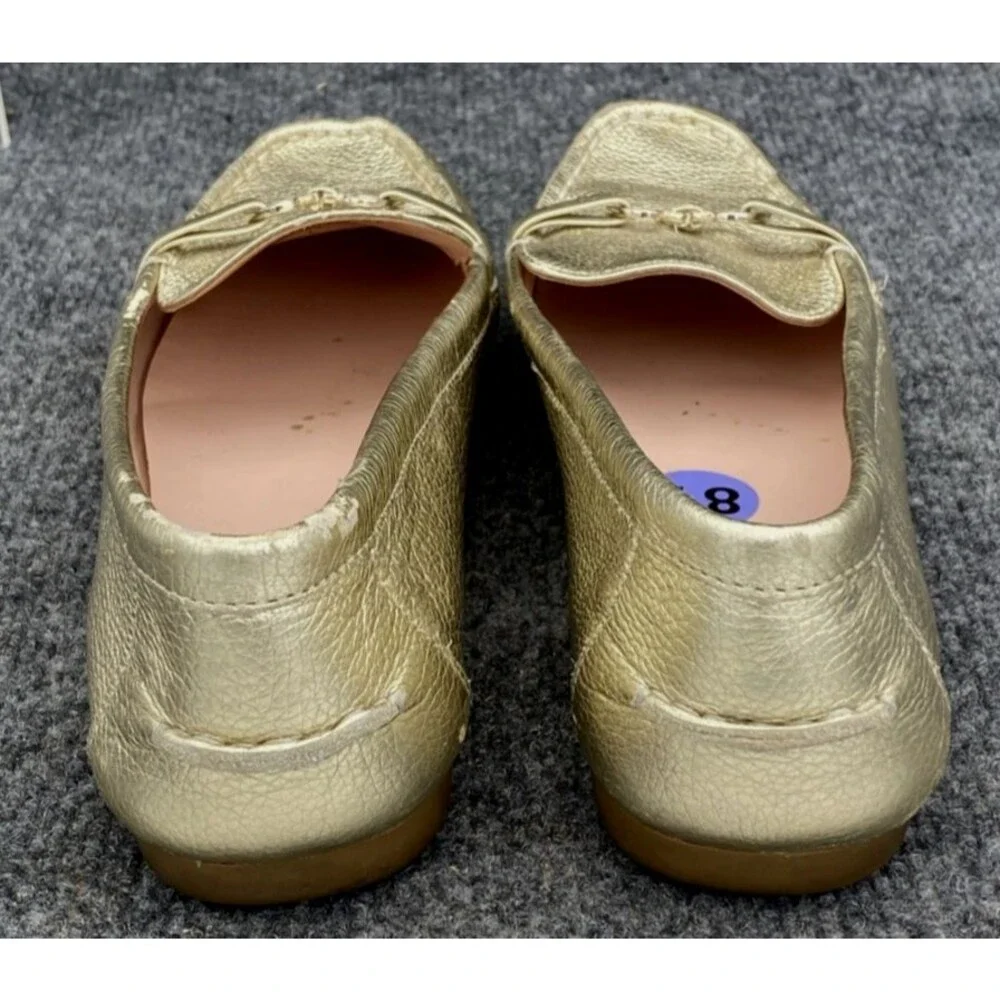 Kate Spade Bergman Gold Metallic Leather Loafers Women’s Size 8.5 Slip On Flats